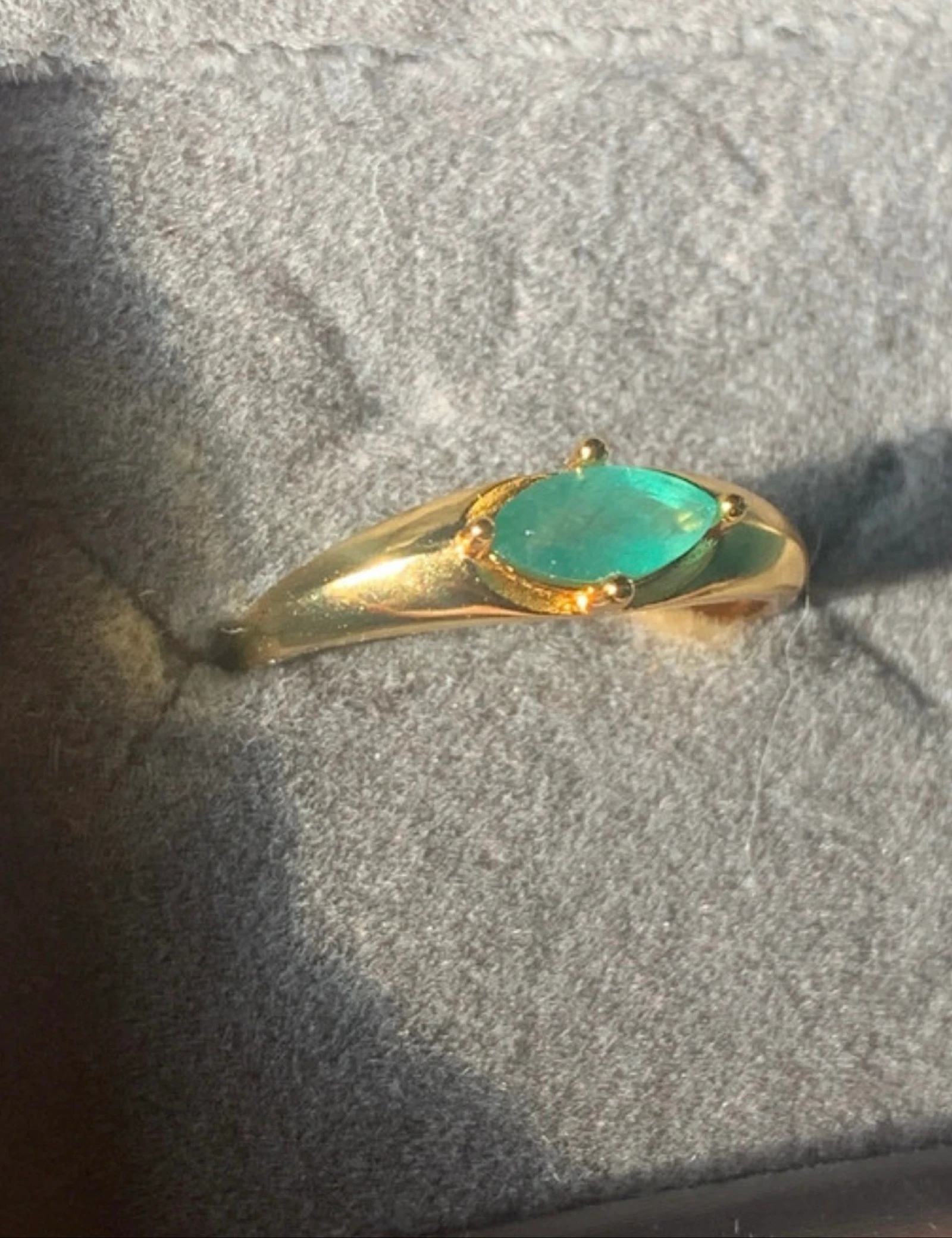 925 silver ring gold plated with natural emerald – photo 2